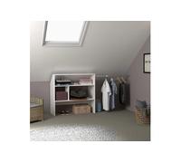 Dressing sous pente avec étagères et penderie blanc