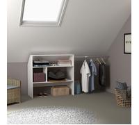 Dressing sous pente avec étagères et penderie blanc - Blanc - Fabriqué en France - Terre de Nuit