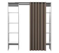 Dressing - SYMBIOSIS - TOM - 2 colonnes - Blanc / Rideau taupe - 182 x 112 x 50 cm