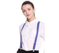 dressmeup DRESS ME UP - BB-038-blue Bretelles suspenders carnaval halloween bleu blanc points