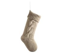 Dressnu Chaussette de Noël en tricot à suspendre - Décoration de Noël double face - Marron - 46 cm