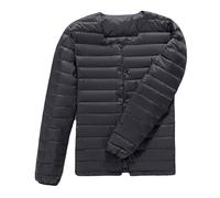 Dressnu Doudoune sans col en V pour homme Col rond Section fine, noir, Large