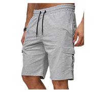 Dressnu Pantalon de sport court pour homme - Short de travail avec poche - Pantalon de fitness - Grande taille, Gris pâle, XL