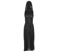Dressnu Robe longue à capuche ajourée dos nu sans manches fendue pour femme, Noir , L