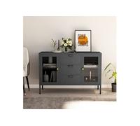 Buffet Blanc 105x35x70 cm Acier et Verre Trempé Armoire Latérale Meuble vidaXL