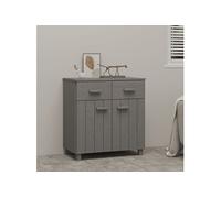 Dressoir HAMAR 79x40x80 cm massief grenenhout lichtgrijs340439