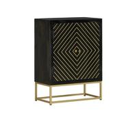 Dressoir met 2 deuren 55x30x75 cm mangohout zwart en goud352042
