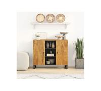 Vidaxl Buffet Avec 2 Portes 90x33x75 Cm Bois Massif De Manguier Marron