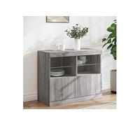 vidaXL Buffet avec Lumières LED, Armoire Latérale de Rangement, Organisateur de Salon Salle de Séjour Maison Intérieur, Moderne, Sonoma Gris