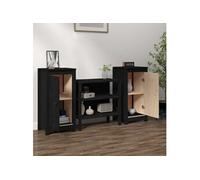 vidaXL 2x Buffets Armoires de Rangement Meubles de Rangement Armoires Latérales Salle de Séjour Salon Noir 39x35x80 cm Bois 813733