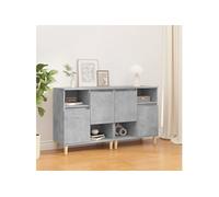 Vidaxl Buffets 2 Pcs Gris Béton 60x35x70 Cm Bois D'ingénierie Marron