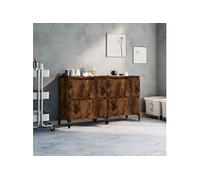 vidaXL Buffets 2 pcs chêne fumé 60x35x70 cm bois d'ingénierie Marron