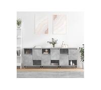 Vidaxl Buffets 3 Pcs Gris Béton Bois D'ingénierie Gris