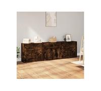Vidaxl Buffets 3 Pcs Chêne Fumé Bois D'ingénierie Marron