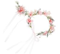 DRESSOOS 1 Ensemble Couronne De Mariée Délirer Perlé Fleurs Mariage Bandana Bandeau Nouveau-né Marguerite Chapeaux Ruban Floral Coiffe Guirlande Lumineuse Bandeaux Dentelle Ruban En Tissu