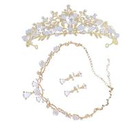 DRESSOOS 1 Jeu couronne de strass boucles d'oreilles pour enfants couronne princesse boucles d'oreilles strass couronne et collier petite fille boucle d'oreille costume couronne pour fille
