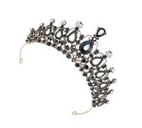 DRESSOOS 1 Pc Couronne De Luxe Couvre-chef Médiéval Mariage Chapeaux Coiffure Coiffe De Couronne Rétro Bandeaux En Strass Pour Femmes Couronnes Pour Femmes Costume De Reine Black Alliage
