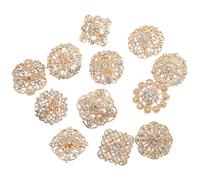DRESSOOS 12 Pièces Broches en Alliage Doré avec Cristaux Clairs pour Mariage Décoration Lumineuse Accessoire Bouquet Présent Noël Anniversaire