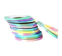 DRESSOOS 18rouleaux Ruban Autocollant Nail Art Brillant or Et Argent Largeurs Rubans Diy Pour Manucure Femme Décoration Ongles Pailletés Multicolores