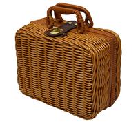 DRESSOOS 1pièce Organisateur Cosmétique Tissé Vintage Boîte De Rangement Portable Pour Maquillage Case Imitation Rotin Idéale Pour Douceur Et Élégance Compacte