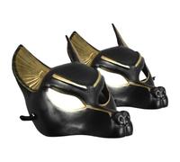 DRESSOOS 2 Pièces Masque Anubis Noir en Plastique, D'halloween pour Cosplay