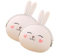 DRESSOOS 2 pièces Petit Portefeuille Silicone Forme de Lapin Porte-Monnaie Multifonction Couleur Bonbon pour Petits Objets Accessoire Mignon pour Femme