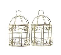 DRESSOOS 2pièces Mangeoire à Oiseaux Fer Artisanal Cage Suspendue Rétro pour Nourrir Les Oiseaux Accessoire Décoratif De Jardin pour Intérieur Et Extérieur