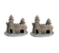 DRESSOOS 2pièces Ornement De Décoration Aquarium Mini Château Antique pour Poissons Aquarium Et Terrarium Accessoire Esthétique Et Refuge Sécurisé pour Environnement Et Salée