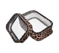 DRESSOOS 2pièces Trousse De Toilette Étanche Set De Cosmétiques Léopard Grand Et Moyen pour Voyager Et Activités Extérieur