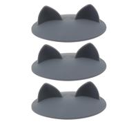DRESSOOS 3pièces Couvercles de Tasse Silicone Réutilisables avec Oreilles de Chat Couvre Tasse Anti-poussière Étanche pour Mug Gris Compatible Plupart des Tasses