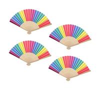 DRESSOOS 4 Pièces De Fan Rainbow Os Jouets Enfants Arc-en-ciel Ventilateur De Parure Portable Coloré Fans Ventilateur à Main Accessoire De Danse Pliable Photo