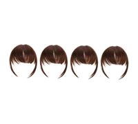 DRESSOOS 4 Pièces Fausse Frange Pince à Cheveux Frange Pour Cheveux Coup De Cheveux Femme Humain Élastiques à Cheveux Rallonge De Queue De Cheval Barrettes Brown Fibre Chimique