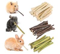 DRESSOOS 55pièces Bâtons à Mâcher pour Petits Animaux Jouets à Mâcher pour Lapins Hamsters Et Chinchillas Mélange De Bâtons Bois Naturels pour Grignotage Et Aiguisage des Dents