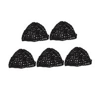 DRESSOOS 5pièces Bonnet Maille Pour Cheveux Snood Tricot Filet à Cheveux Pratique Pour Dormir Accessoire De Coiffure Respirant Noir Unique