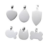 DRESSOOS 6 Pièces Anti-rejet pour Animaux de Compagnie étiquettes décoratives étiquettes d'identification pour Chiens Dog tag Dog Collar Plaque d'identification étiquette de Chat Silver