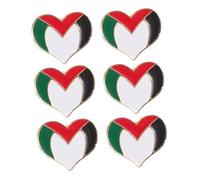 DRESSOOS 6 pièces Broche Drapeau Palestine Cœur Métal Badge National pour Vêtements Hommes Femmes Accessoires Mode