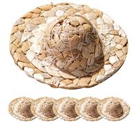 DRESSOOS 6 Pièces de Petits Chapeaux de Paille en Rotin Kaki pour Décoration de Cocktails et Amuse-Gueules, Style Rustique Adorable pour Fêtes et Vacances