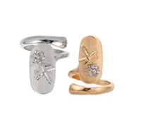 DRESSOOS Bague Bout du Doigt pour Femmes en Alliage, 2pcs, Bijoux Nail Art Élégants Strass pour Décoration Ongles, Usage Polyvalent en Diverses Occasions