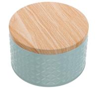 DRESSOOS Boîte à Biscuits en Fer Blanc Ronde Couvercle en Bois, Récipient Décoratif pour Gâteaux et Chocolats, pour Présents Familiaux