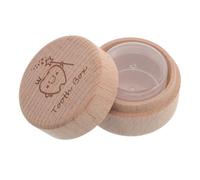 DRESSOOS Boîte à Dents de Lait en Bois Beige Ronde Couvercle, Organisation Complète des Dents pour Garçon et Filles, Souvenir Unique pour Familles et Parents