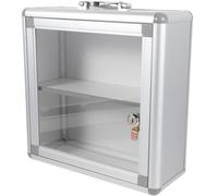 DRESSOOS Boîte de Médecine Communautaire Murale Grosse Capacité en Alliage Argenté, Design à Poignée et Compartiments Hiérarchiques, pour Usage Domestique et Extérieur