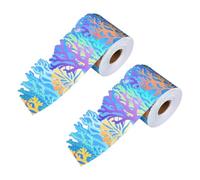 DRESSOOS Bordure Décorative Océan Corail en Papier Enduit Imperméable, 2 Rouleaux Adhésifs pour Tableau Noir ou Fenêtre, Décoration Murale pour Fournitures Scolaires Plage