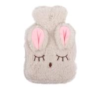 DRESSOOS Bouillotte Housse Peluche Lapin Beige, Chauffe-mains Portable à Injection D'eau, Couverture Détachable, pour L'hiver, Douce et Pratique