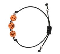 DRESSOOS Bracelet de Basket-ball Ajustable en Ficelle Breloques Boule Noire, Léger et Confortable, pour Hommes, Fête Sportive et Accessoires de Sport