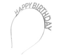 DRESSOOS Casque Joyeux Anniversaire Bandes Joyeux Anniversaire Pour Gâteaux Couvre-chef D'anniversaire Reine D'anniversaire Décorations D'anniversaire Pour Les Femmes Content Silver Alliage