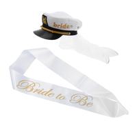 DRESSOOS Chapeau de Plage Blanc Voile Future Mariée et Ceinture pour Camping, Chapeau de Marin Respirant et Ajusté, pour Mariages Plage