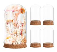 DRESSOOS Coffret 5 Pièces de Couvercles en Verre Léger Bouchon en Liège pour Fleurs Éternelles, pour Décoration de Table et Étagère