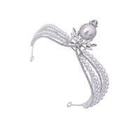 DRESSOOS Diadème De Perles Diadème Princesse Casque De Mariage Pour La Mariée Gland Mariage Décorations or Perles Bandeaux Bijoux Pour Femmes Cheveux Strass Royal Rose Silver Verre Cristal