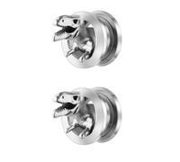 DRESSOOS Écarteurs D'oreilles en Acier Inoxydable Argenté 3d Dinosaure 2pcs, Lisses et Faciles à Porter, Accessoires Créatifs pour Piercing Original