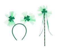 DRESSOOS Ensemble Bandeau et Baguette pour Garçon et Filles Vert en Maille, Accessoire de Costume Saint-patrick Confortable et Qui Reste en Place, pour Carnaval et Événements Festifs